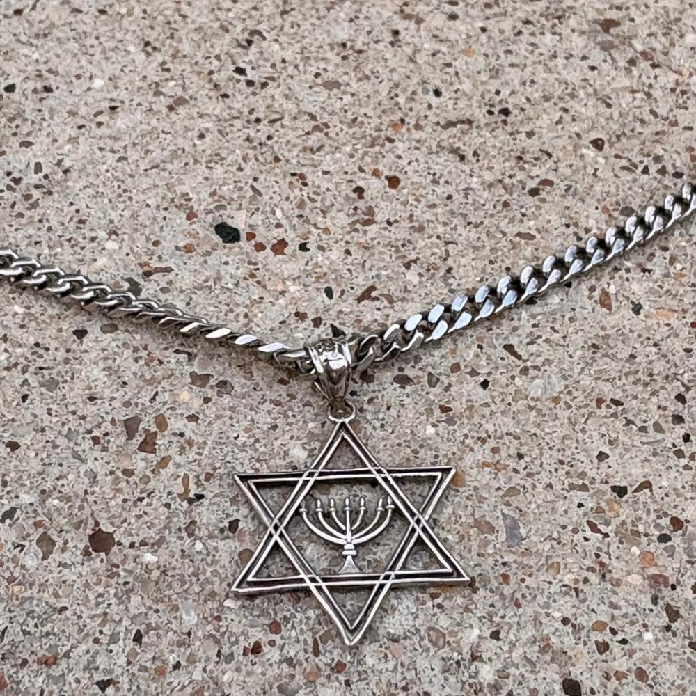 GLD Sterling Silver 925 CG Star of David Pendant Chain Necklace 316L